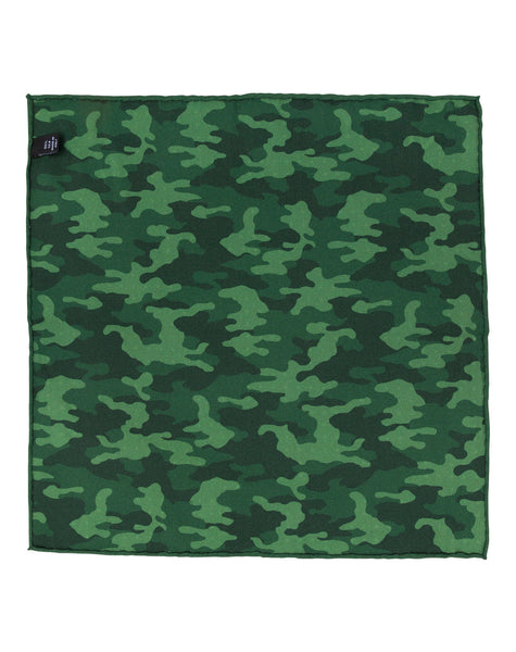 Green Double Sided Camo Pocket Square